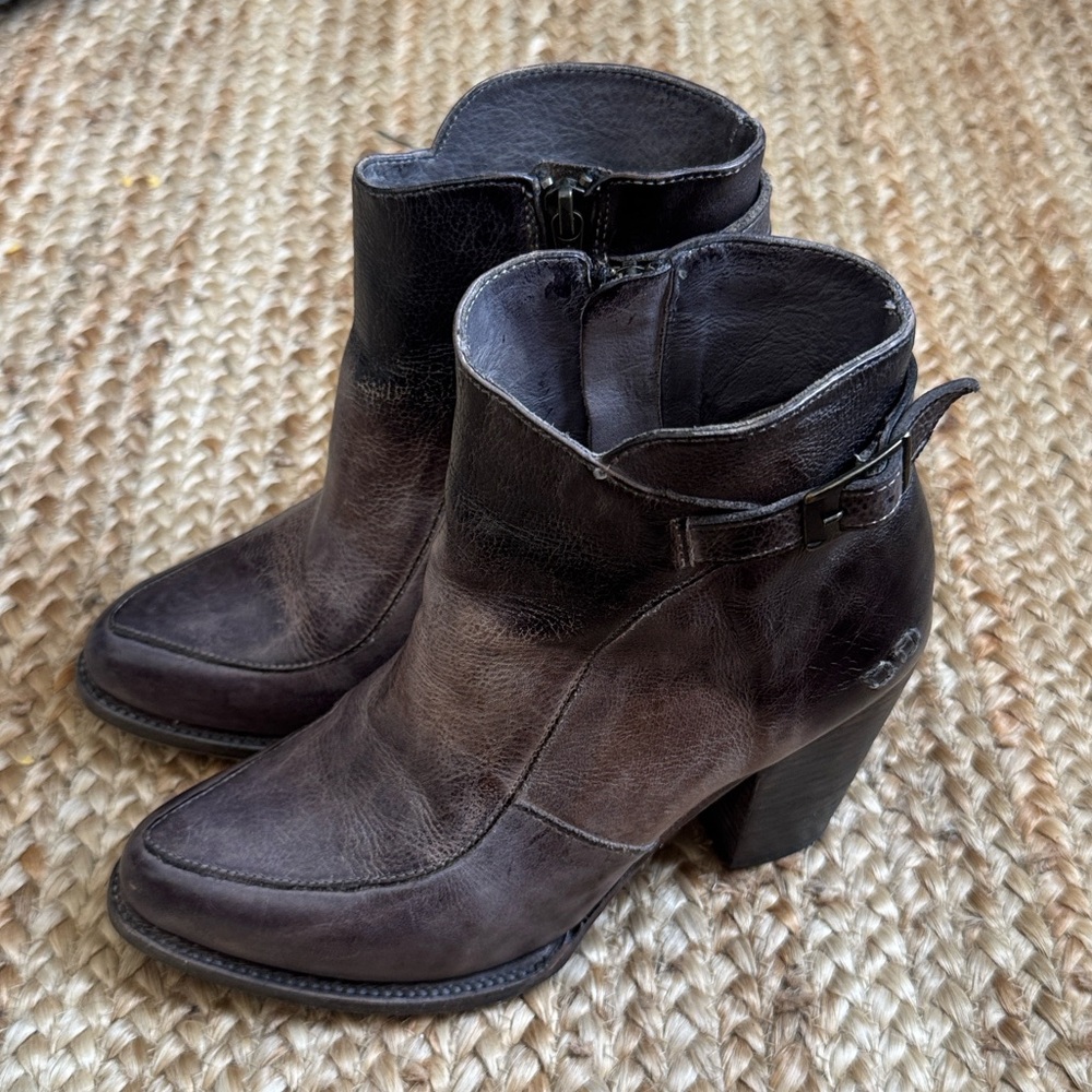 Bed Stu 8 Isla Bootie Heeled Shoes Distressed Leather Boots - Picture 9 of 12